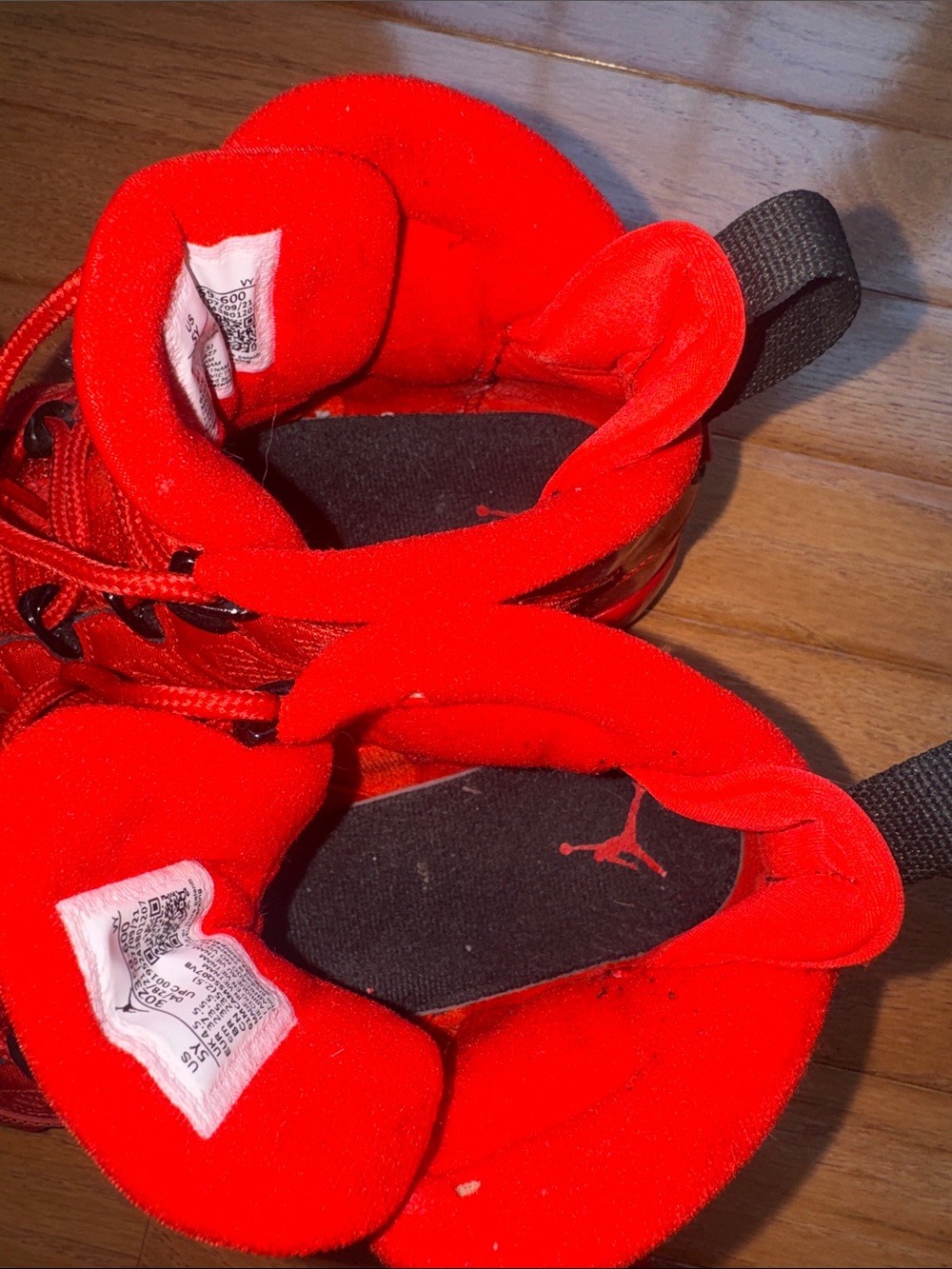 Jordan Kids Red High-Top Sneakers with Black Accents - Picture 4 of 7